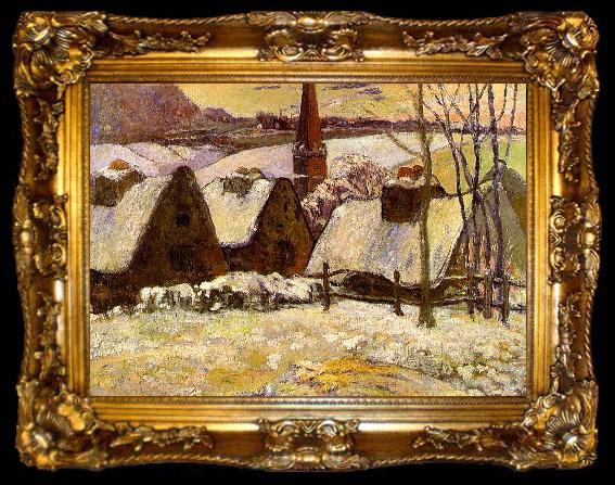 framed  Paul Gauguin Breton Village in the Snow, ta009-2